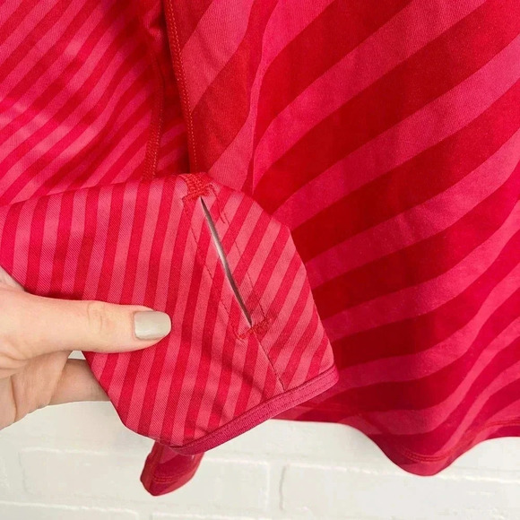 Nike Pro Dri Fit Hyperwarm Stripes Round Neck Long Sleeve T-Shirt Pink Medium - Picture 3 of 9